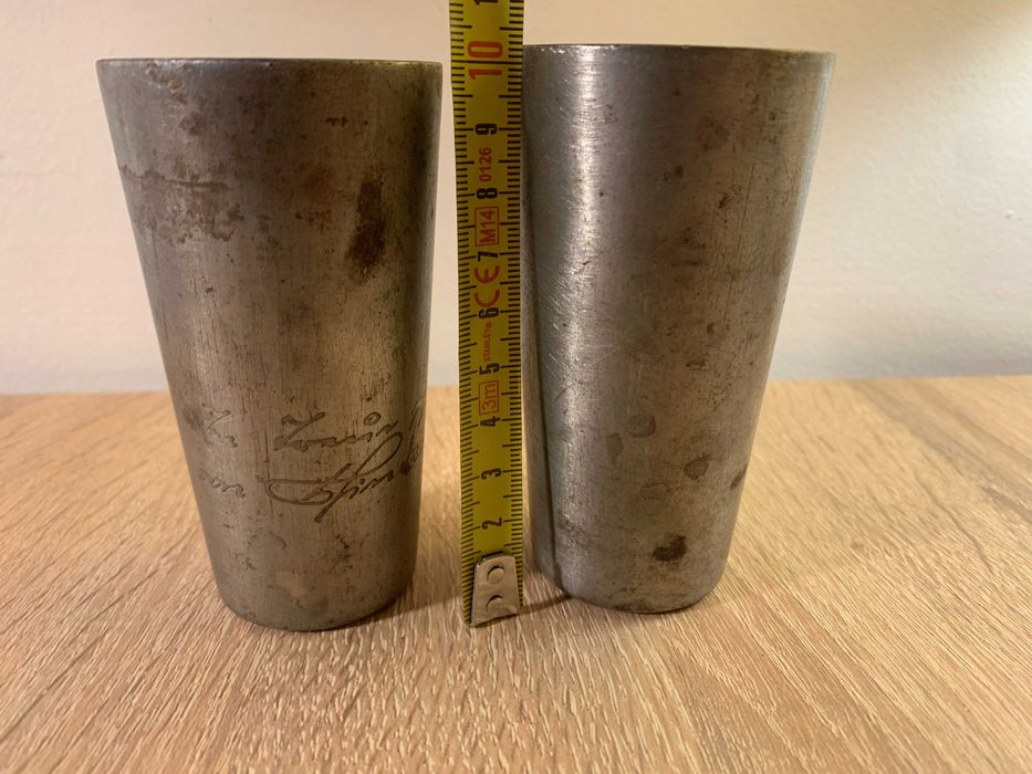 zestaw 2 cynowych podróżnych wojskowych kubków, Szwajcaria Bern XIX w