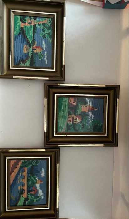 Sprzedam 3 obrazki haftowane Gobelin