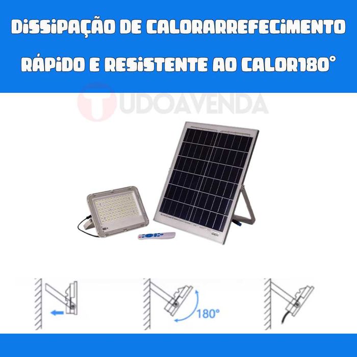 Holofote Solar LED 2000W com Controlo Remoto à Prova d’Água