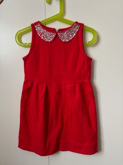 piękna elegancka czerwona z „cyrkoniami” sukienka dla dziewczynki 104