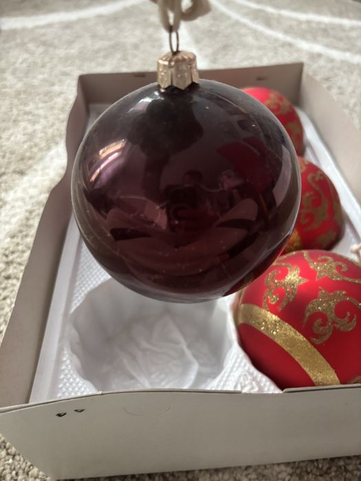 Bombki szklane czerwone/bordo srednica 10 cm