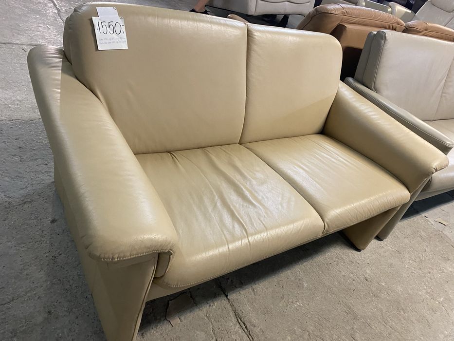 Sofa kanapa skórzana beżowa 2 osobowa skóra naturalna FV DOWÓZ