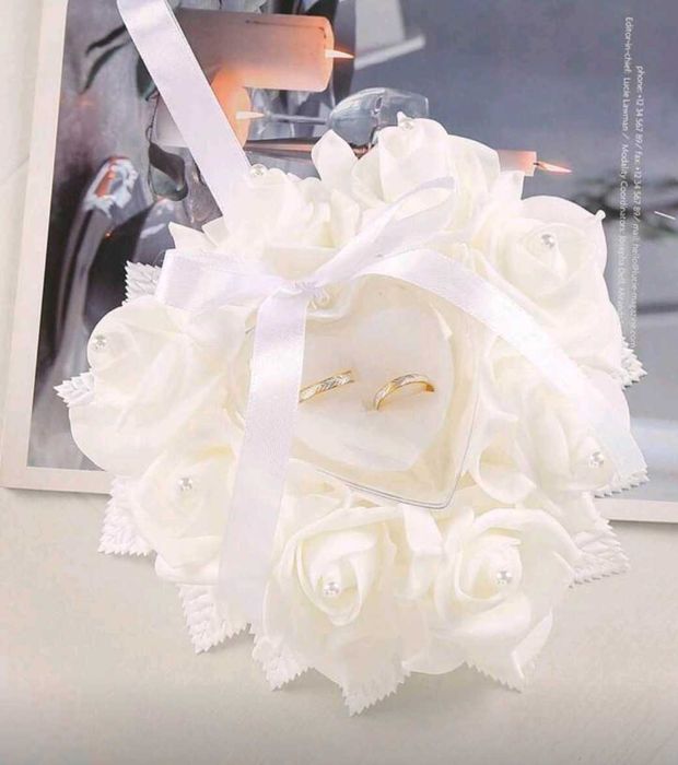 Poduszka na obrączki serce glamour