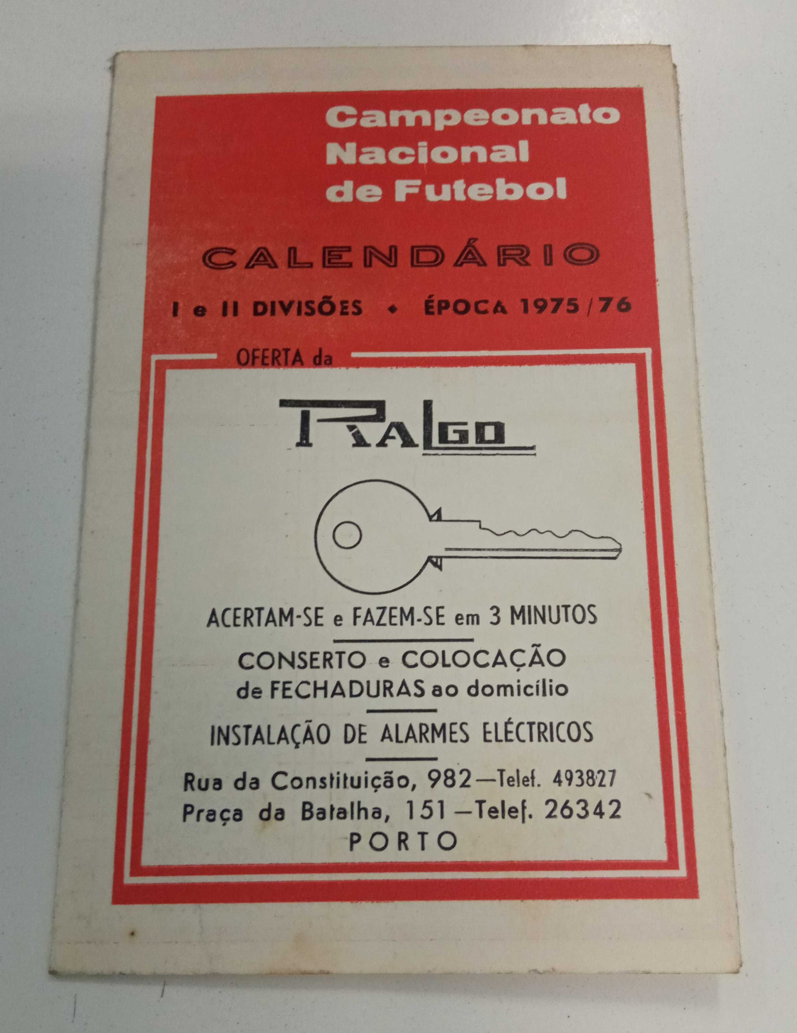 Calendário Campeonato Nacional de Futebol: época 1975/76