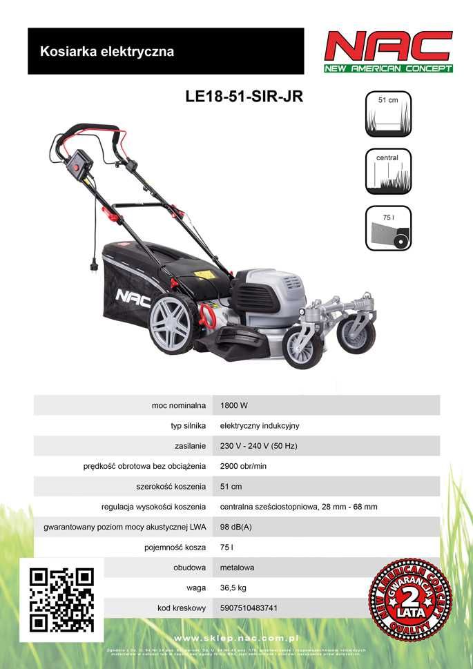 Kosiarka elektryczna z napędem NAC LE18-51-SIR-JR 1800W