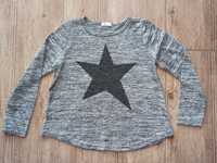 Szary sweter 122 srebrny dla dziewczynki sweterek gwiazda