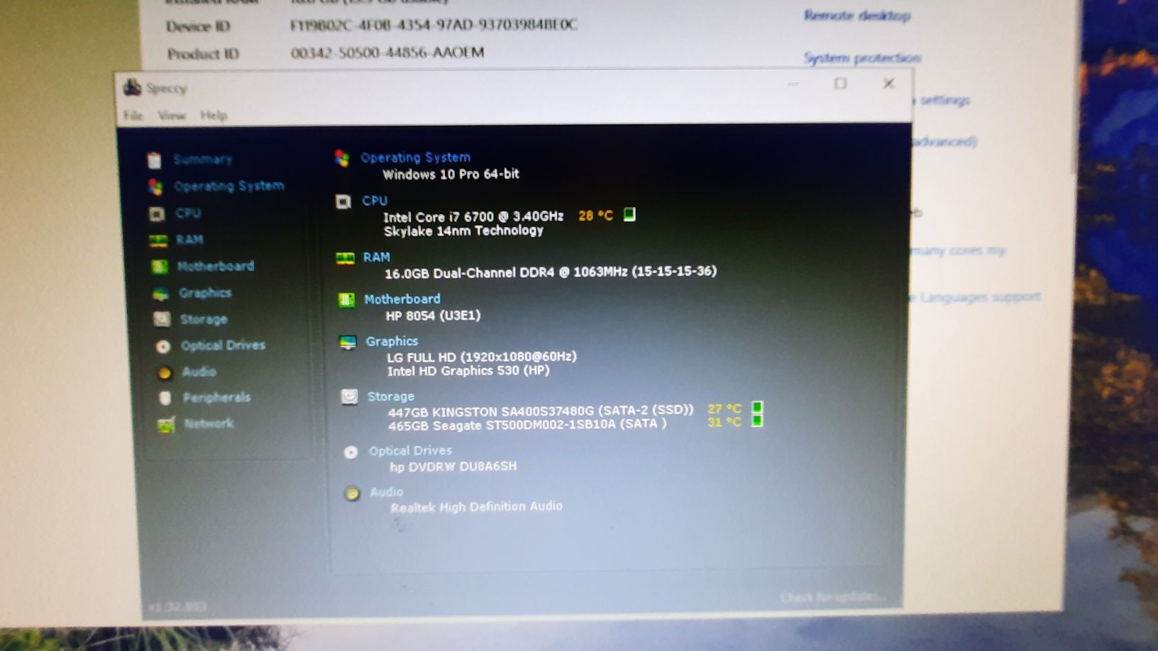 Pç HP 600G2 6ªG|i7.6700-3.4Ghz|16G-DDr4|SSD512G+HDD500G|W10|W11