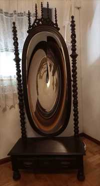 Espelho de chão Vintage em Mogno