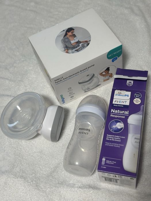 Молоковідсмоктувач електричний babyono + пляшечка philips avent