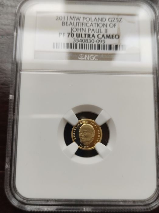 Beatyfikacja Jana Pawła ll 1gr pr 900 Graiding NGC PF 70