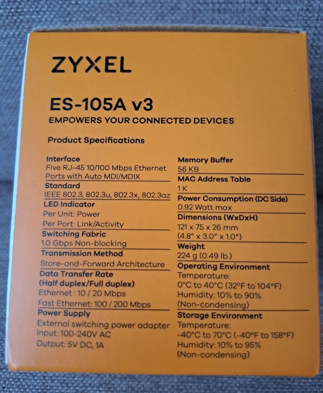Zyxel ES-105AV3-EU0101F przełącznik sieciowy nowy okazja na prezent