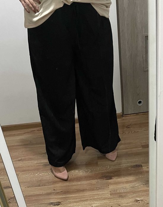 Czarne spodnie palazzo kuloty szerokie plus size 48 50