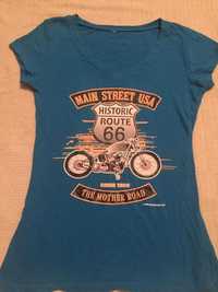 Байкерская футболка, с  мотопринтом "main street usa route 66"
