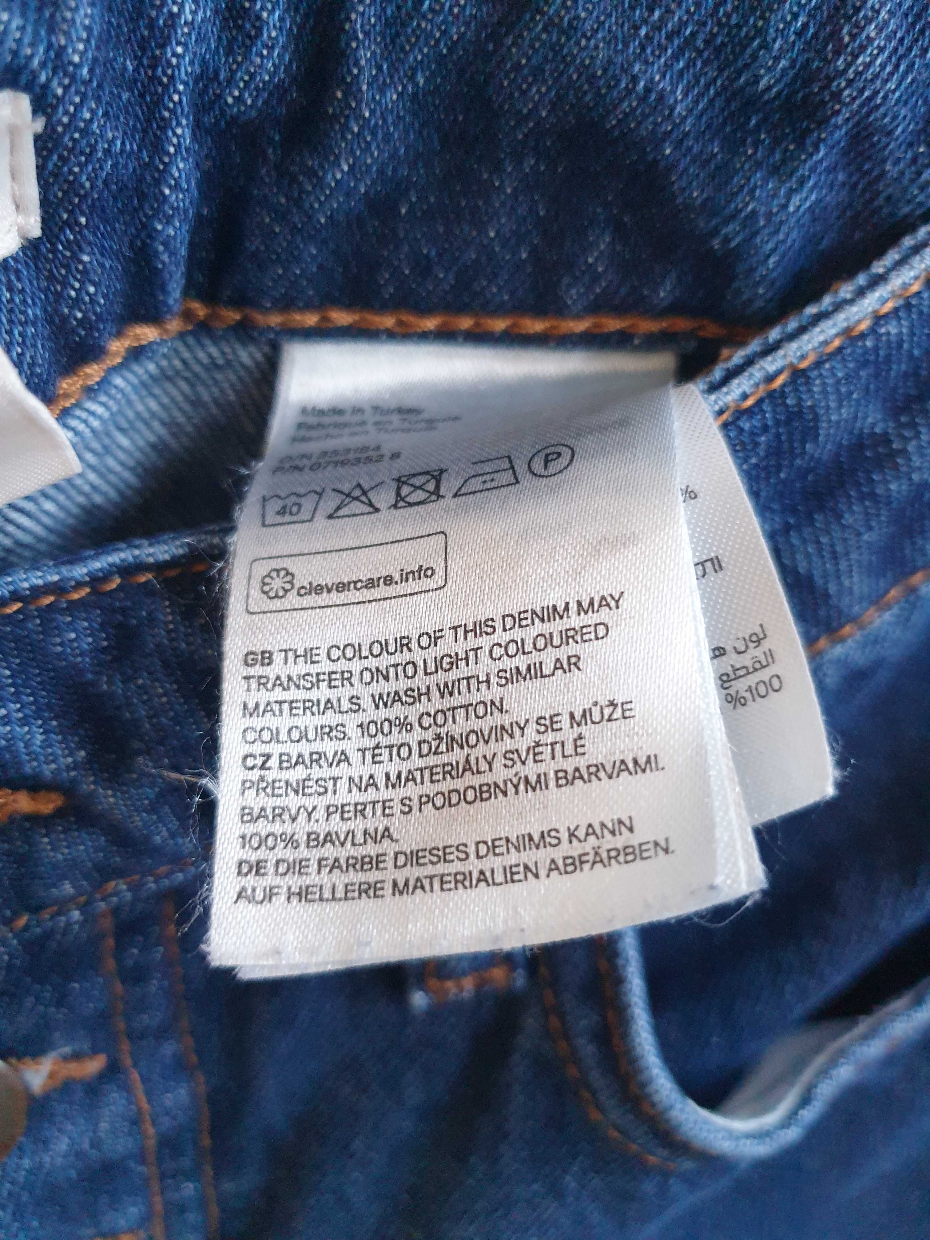 Granatowe spodnie z guzikami H&M dżinsowe dżinsy jeansy 36 30