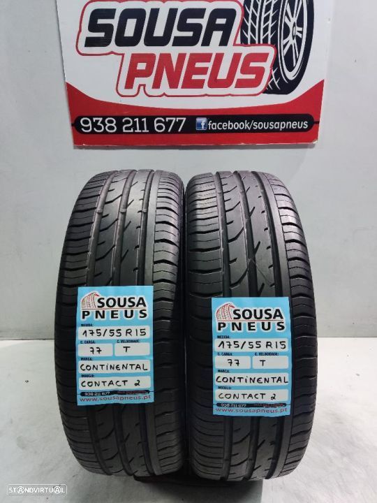 2 pneus semi novos 175-55r15 continental - oferta dos portes