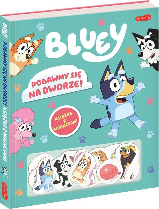 Pobawmy się na dworze! Bluey -książka z magnesami nowa