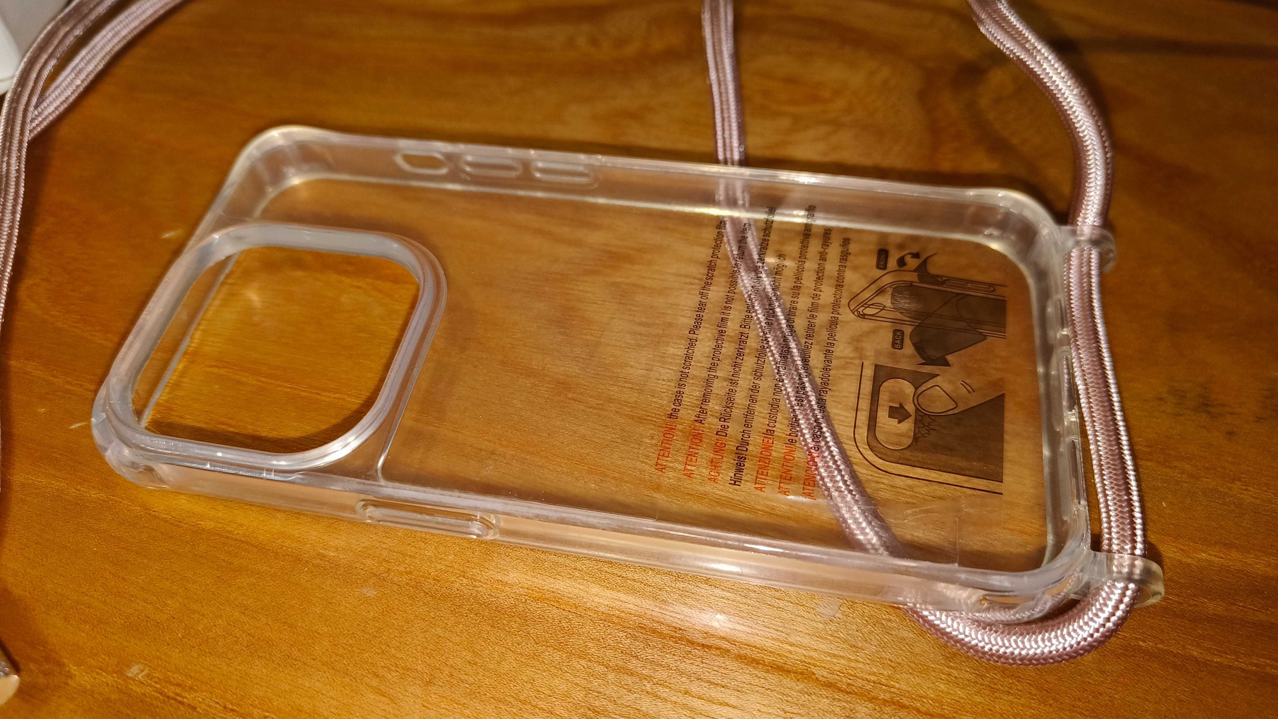 Etui ze sznurkiem i szkłami hartowanymi do iPhone 15 pro nowe