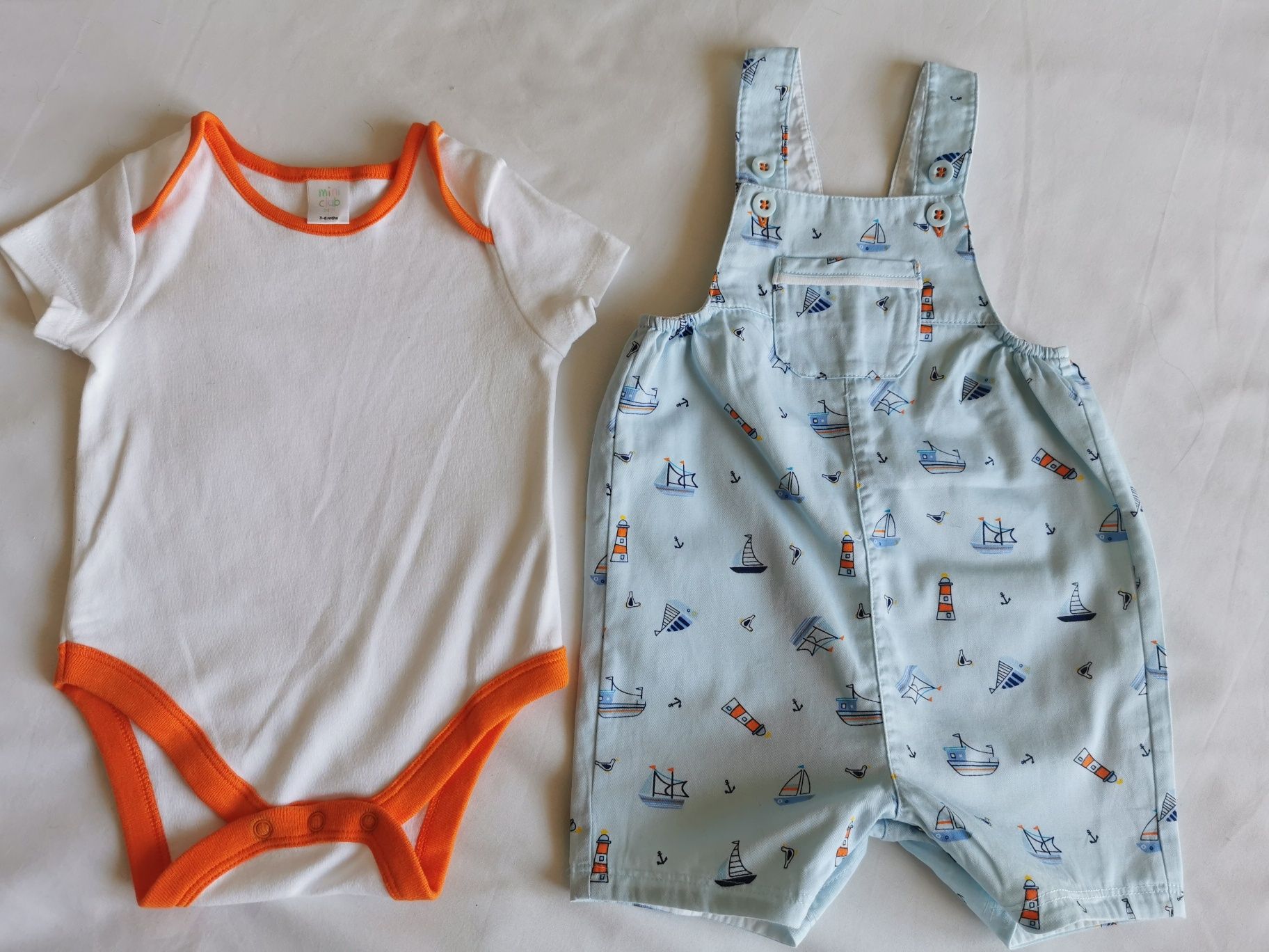 2 Pak spodenki krótkie ogrodniczki body 3-6m 62-68 cm Nowe mini club