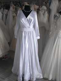 Новое Свадебное атласное платье "Жемчужина" размер 54-58