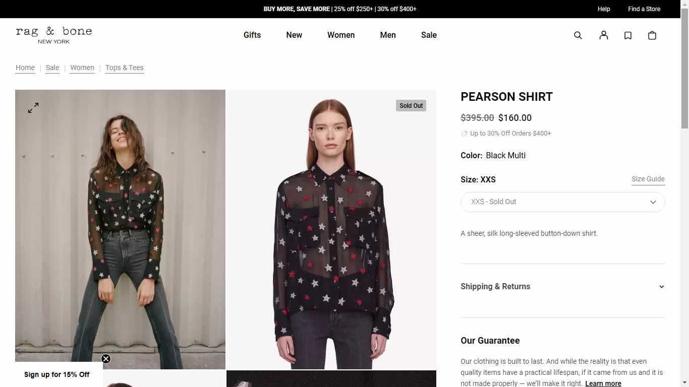 Женская Рубашка Пирсон (блузка) Rag & Bone праздники, офис, улица.
