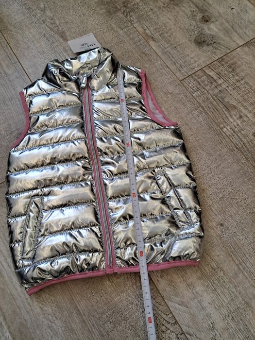 Bezrękawnik/ kamizelka dziewczęca,  srebrna - rozm 104