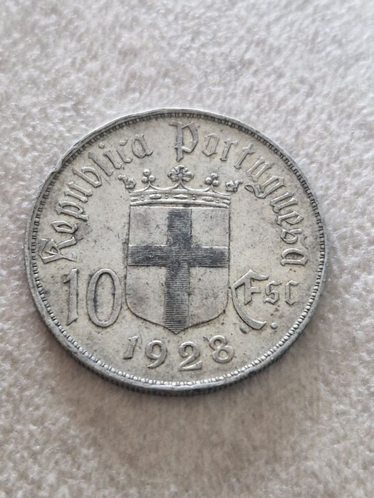 Moeda de prata 10 escudos 1928 batalha de Ourique