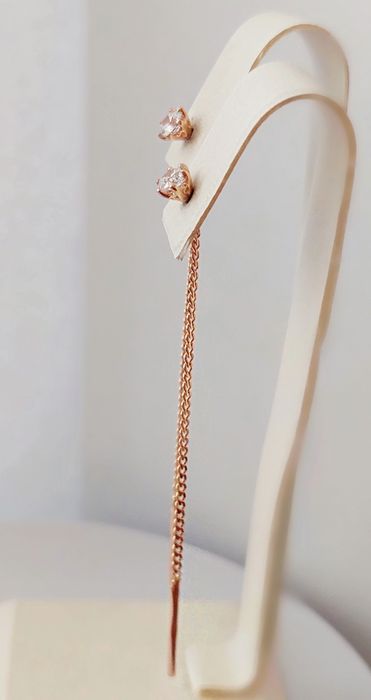 Золоті сережки-протяжки з яскравим цирконієм 585 проба нові арт.12808