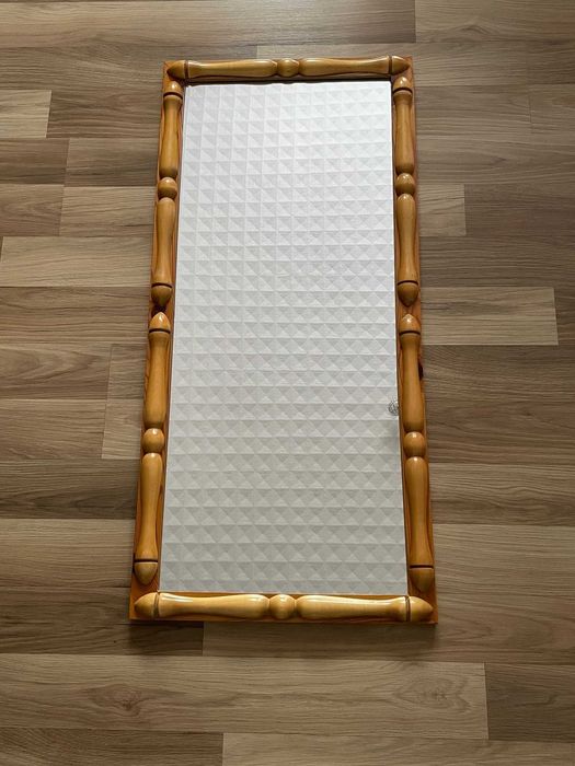 Przepiękne lustro z drewnianą ramą ścienne, na ścianę 95 x 45 cm