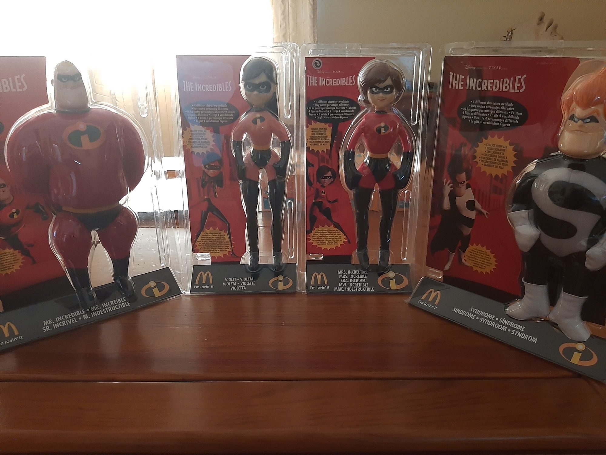 Colecao completa the incredibles/mcdonalds 2004/ 4 bonecos/figuras