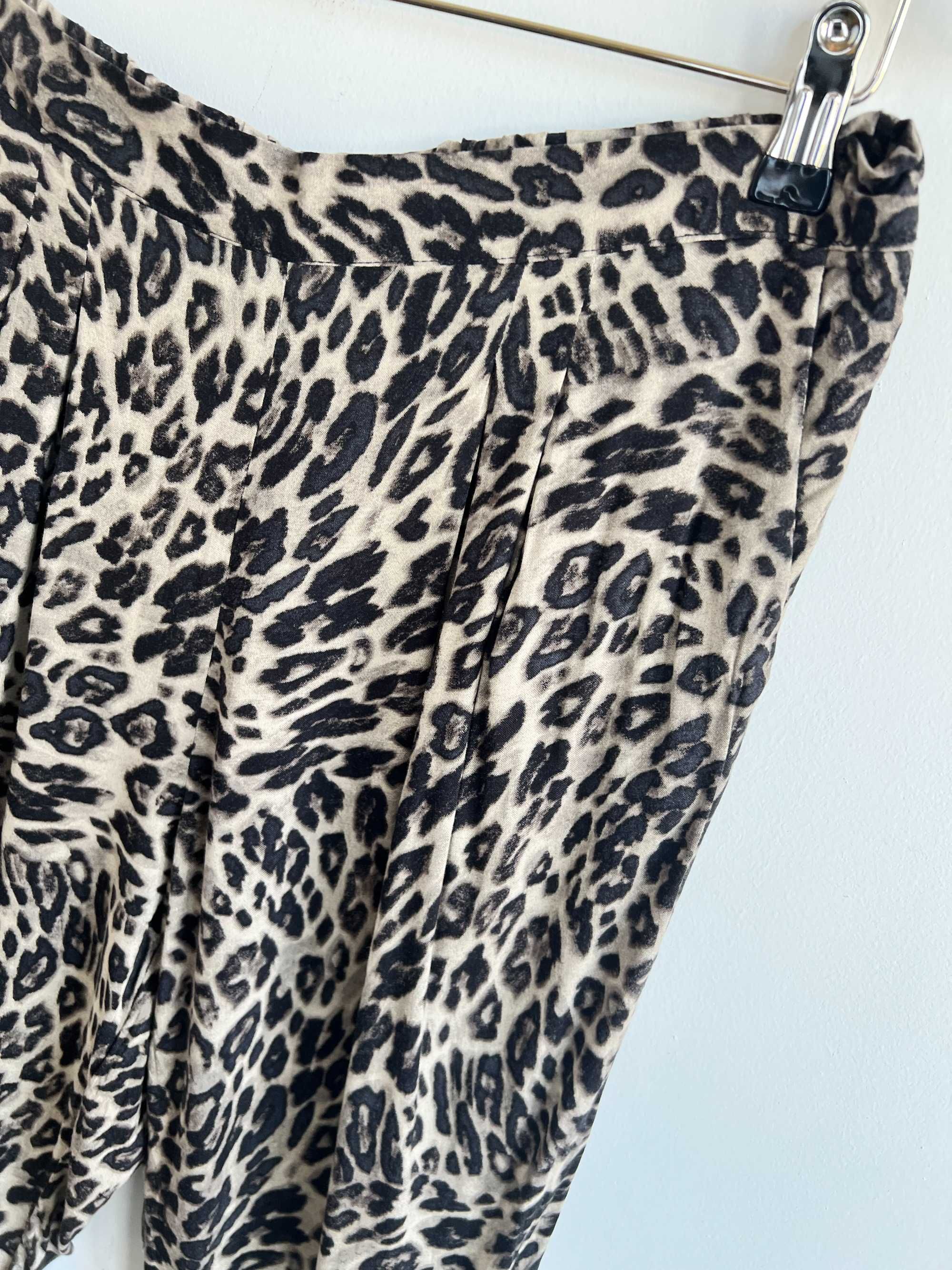 H&M spodnie letnie haremki damskie panterka wiskoza wzory M