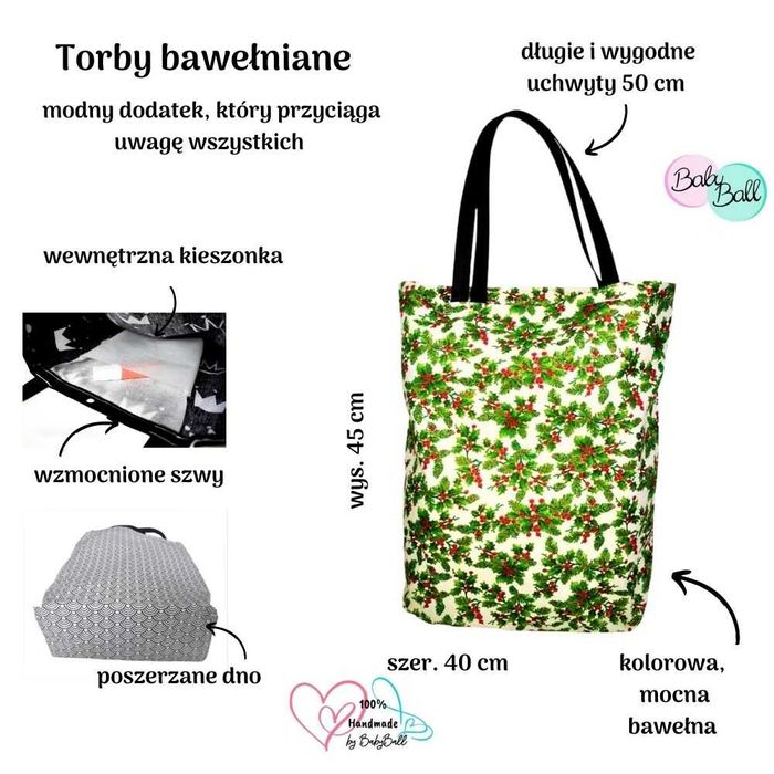 Torba na zakupy bawełniana shoperka Wyjątkowy design i wygoda