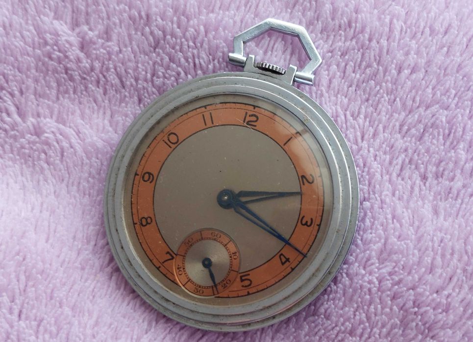 Relogio de bolso Vintage Metal Chrome [44mm] - Funciona.