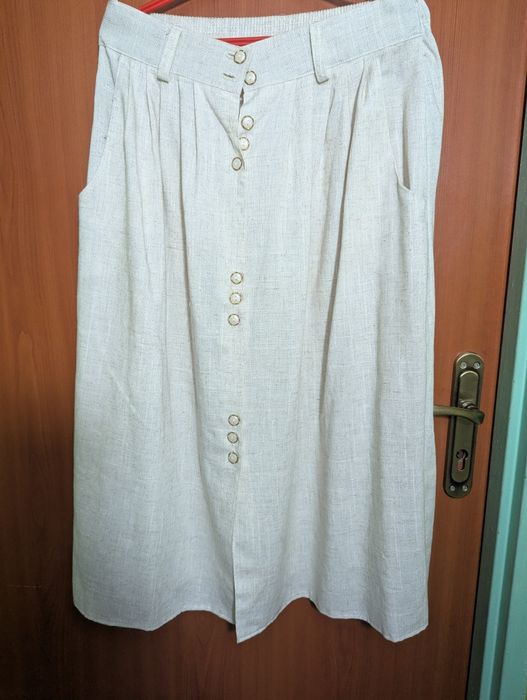 Kremowa dluga spodnica na gumce z kieszeniami rozmiar L