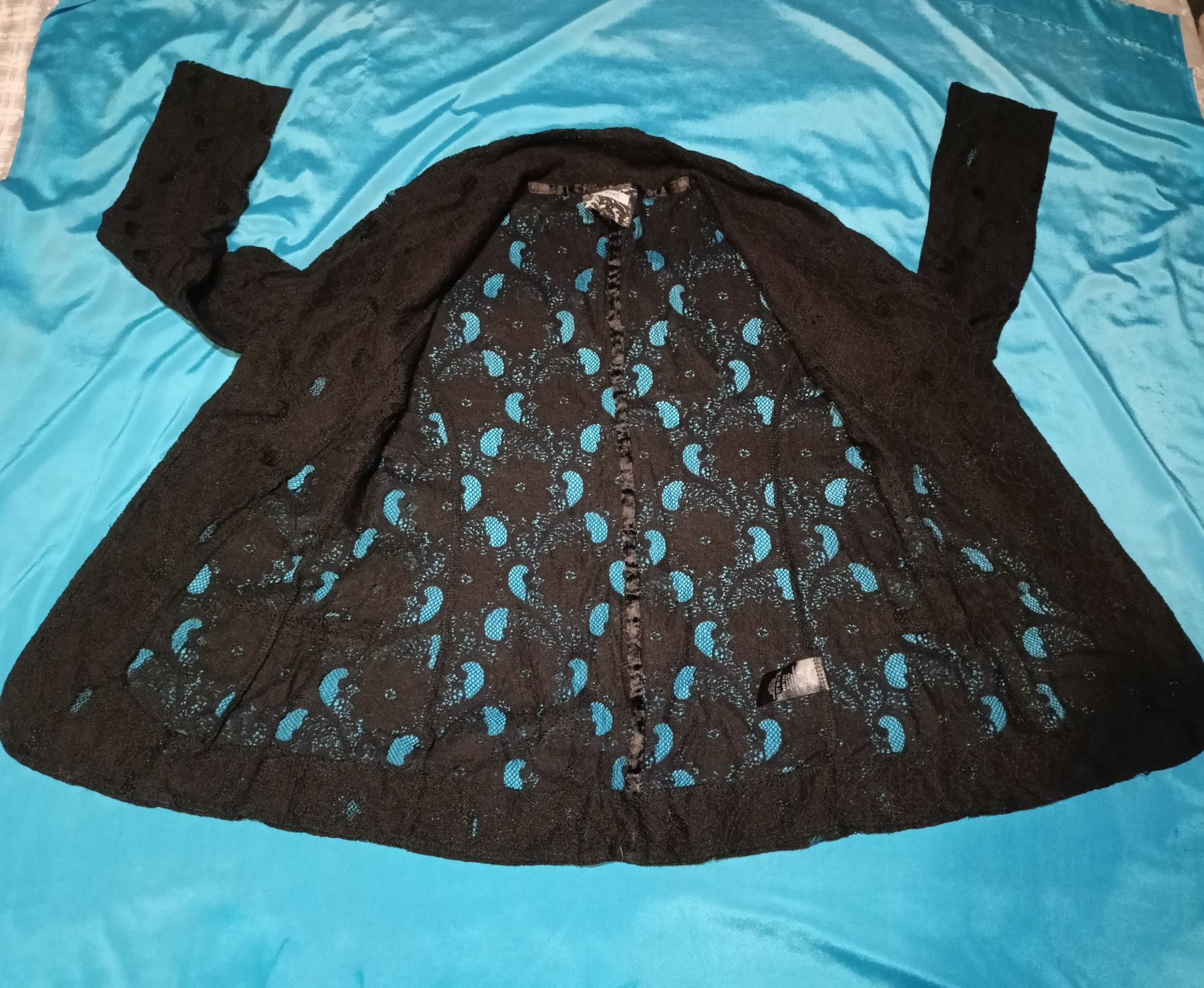 Koronkowa czarna marynarka vintage rozmiar S. Avant Garde.