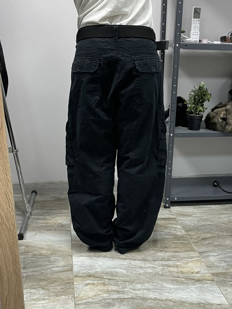 Широкі чорні карго штани baggy rap pants cargo широкие штаны реп