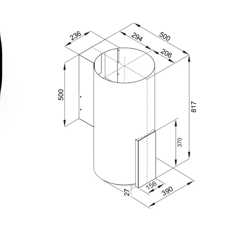 Okap tuba VDB MAH Glass H2H Czarny 680m3/h 61 dB klasa A