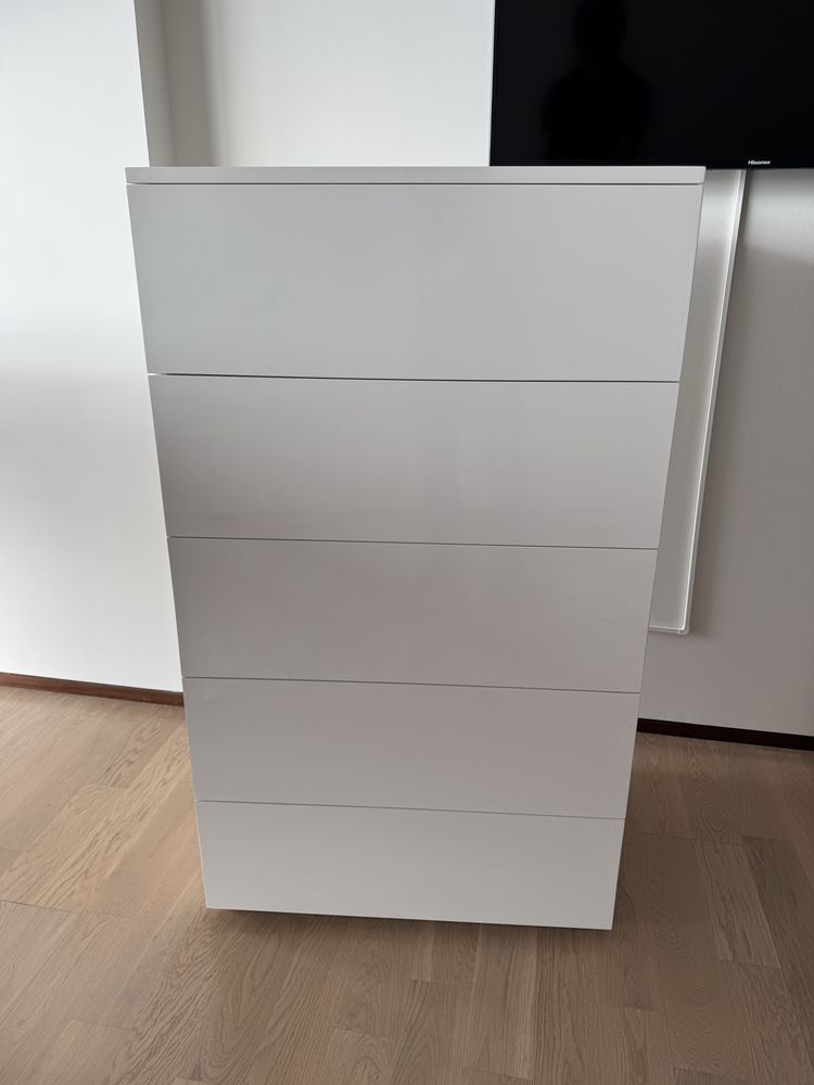 Cómoda Branca Madeira Lacada 5 gavetas Interdesign