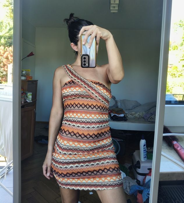 Knitted dress dziergana sukienka Boho beach dress S M