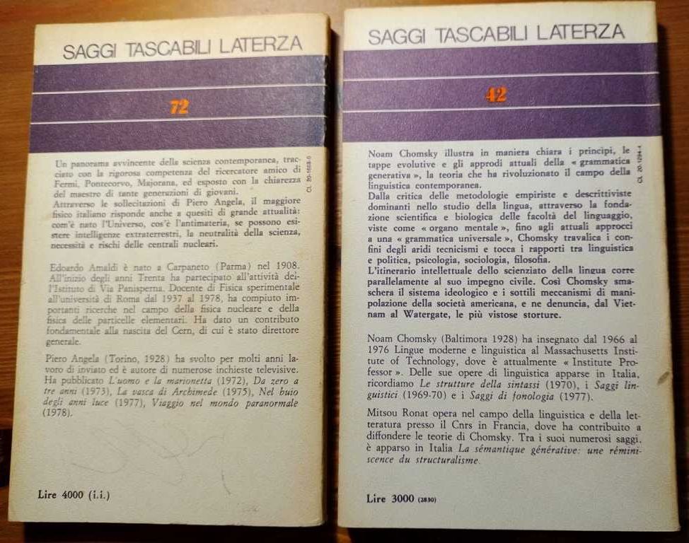 Książki włoskie Saggi Tascabili Laterza Chomsky, libri italiani zestaw