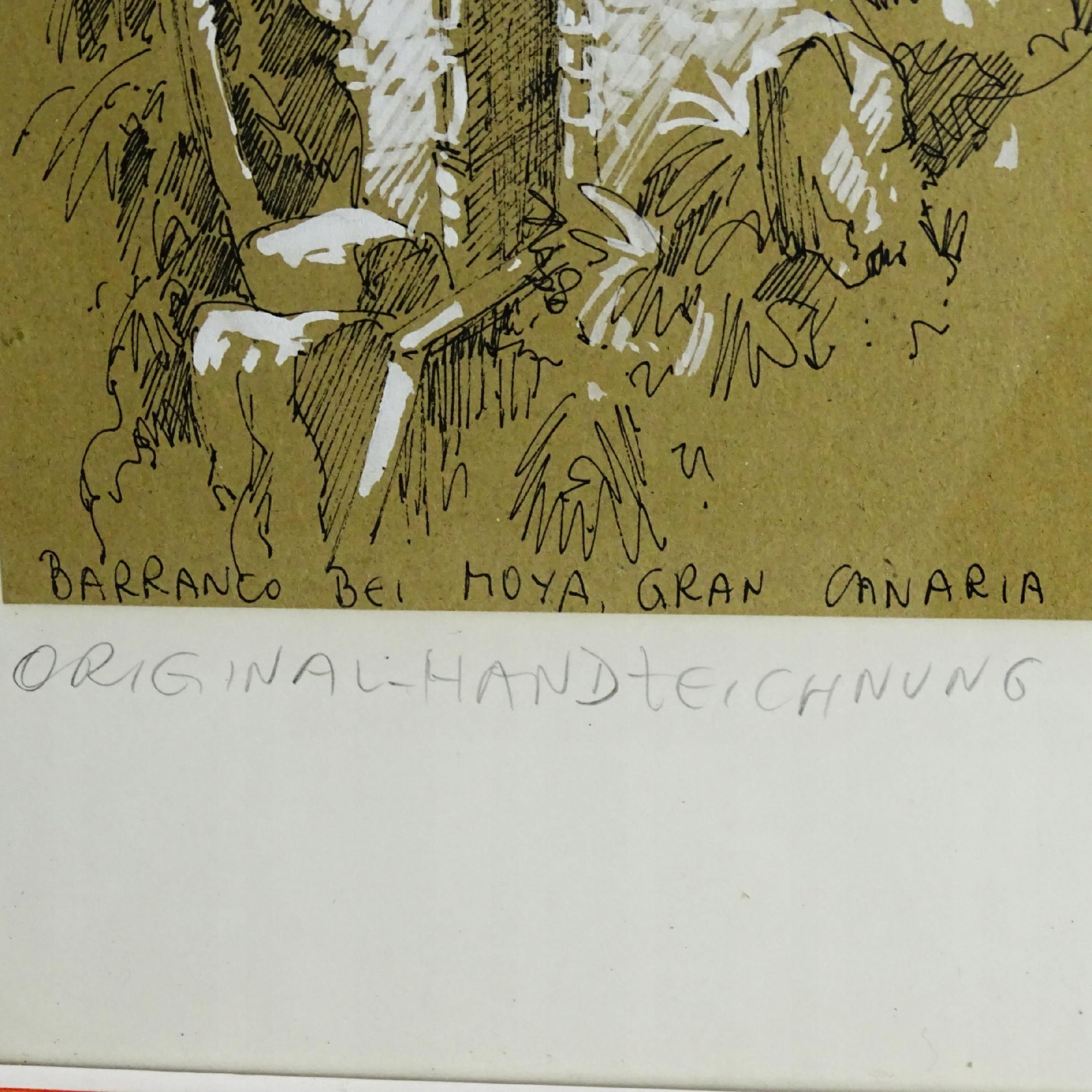 sygnowany rysunek wyspy kanaryjskie gran canaria 1978r