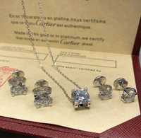 Набор сережки цепочка Cartier Картье с серебра
