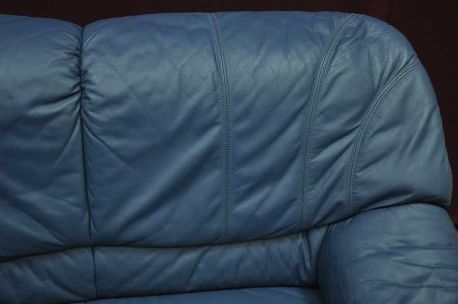 Шкіряний диван, кутовий диван. Синій куток. Long Life. Кожаный диван.