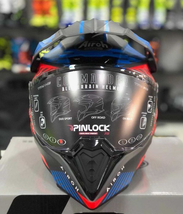 Capacete NOVO Airoh Commander Verm/azul Matt (46% DESCONTO) Tam S