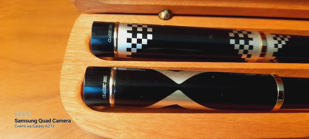 Набор из двух ручек (перьевая и шариковая)в пенале (карельская берёза)