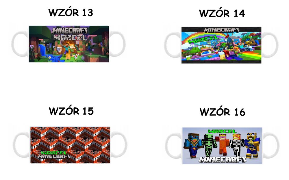 Kubek z nadrukiem Minecraft, różne wzory plus imię