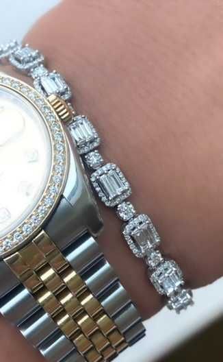 Bransoletka z diamentami naturalnymi Infinity Bagiety bagiety VVS-F