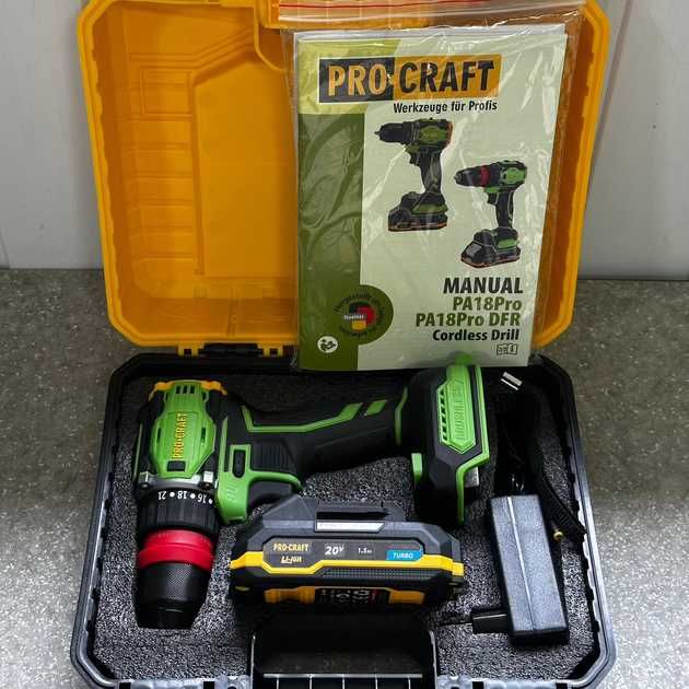 Шуруповерт Procraft PA18 Pro DFR безщітковий (20 В, 1.5 Аг, кейс)