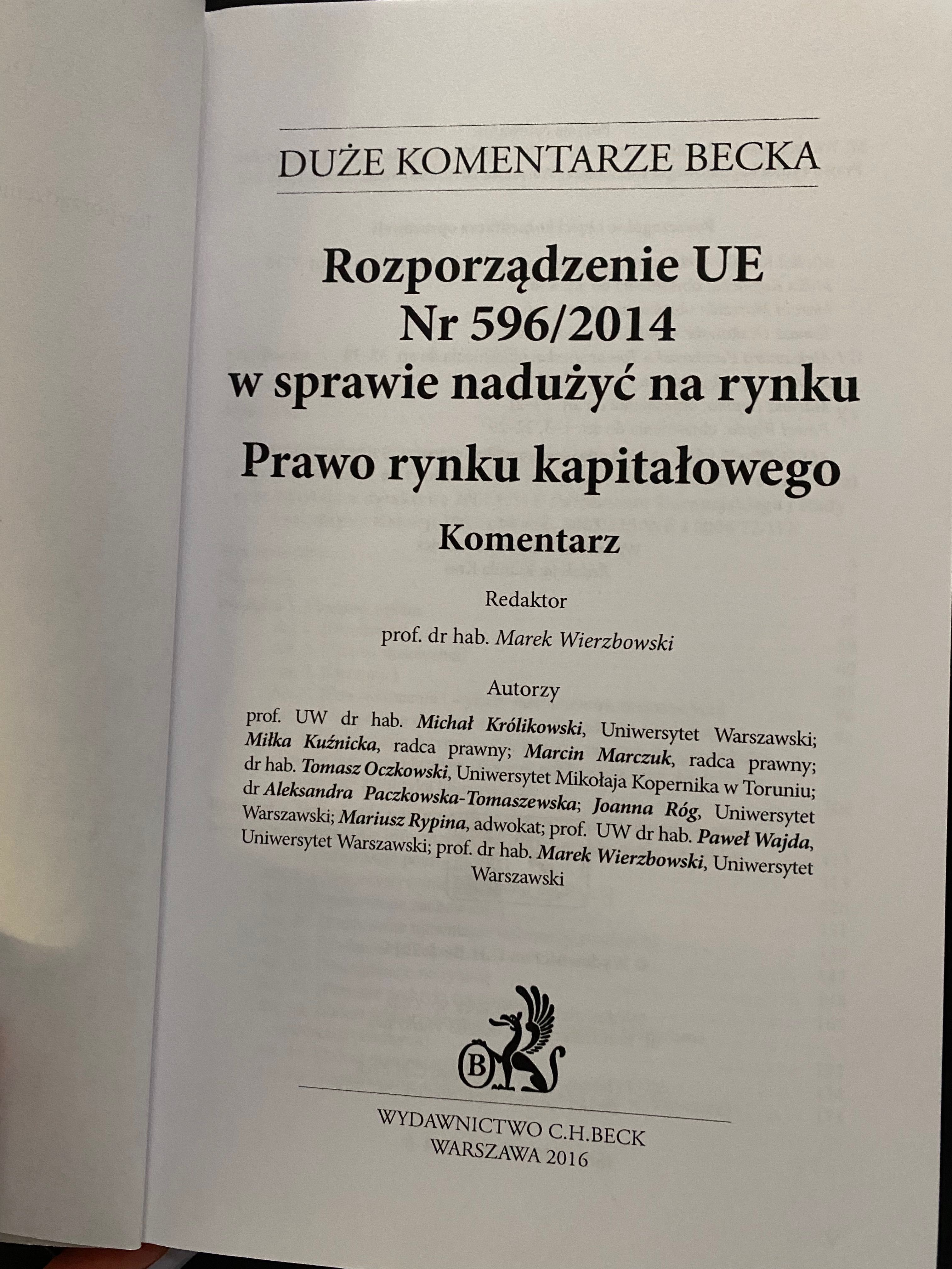 Komentarz MAR Rozporządzenie 596/2014 Wierzbowski