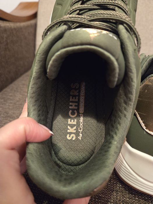 Sneakersy skechers uno shimmer away khaki 38