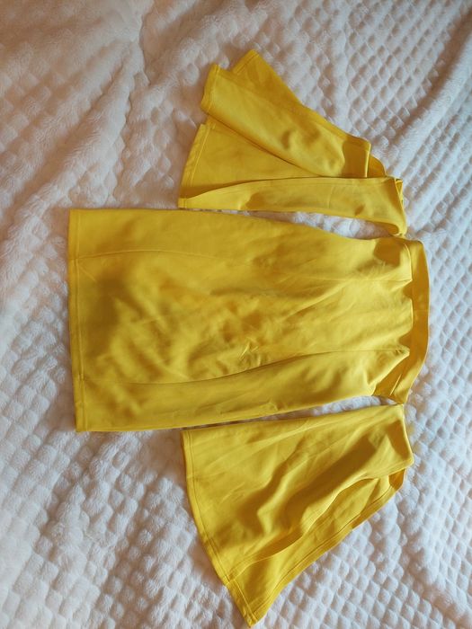 Sukienka kanarkowa żółta S 36 rękawy tuba wesele